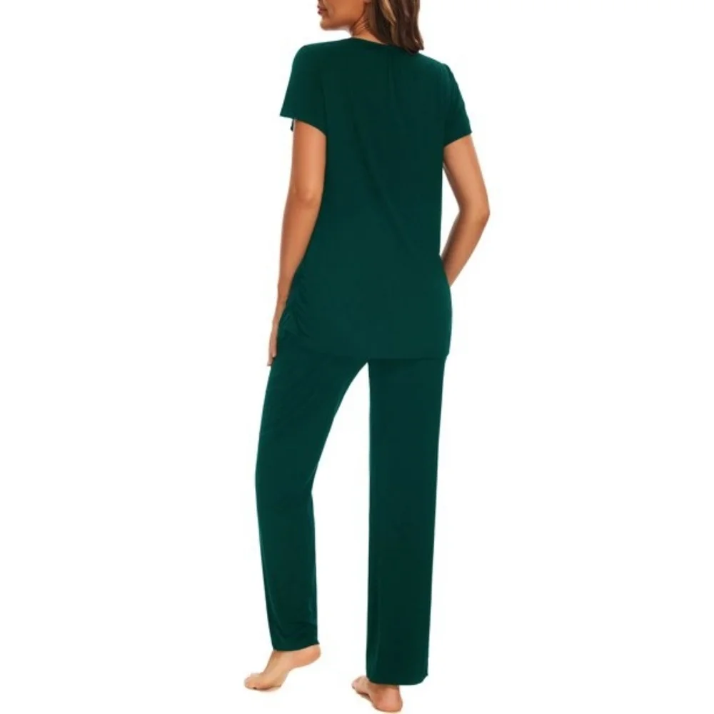 Women's Maternity Nursing Pajamas Short Sleeve Nursing Pjs Sleepwear Set - Picture 2 of 2